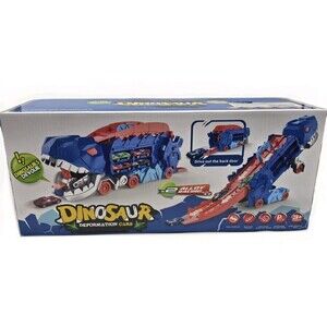 Dinosaur Deformation Car Carrier Truck Track Slide Race Toy w/ 2 Alloy Cars New